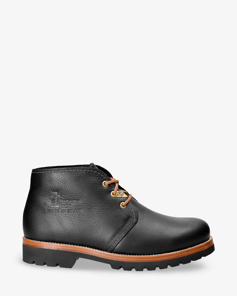 Bota Panama Igloo botines de piel con forro interior de pelo natural. negro